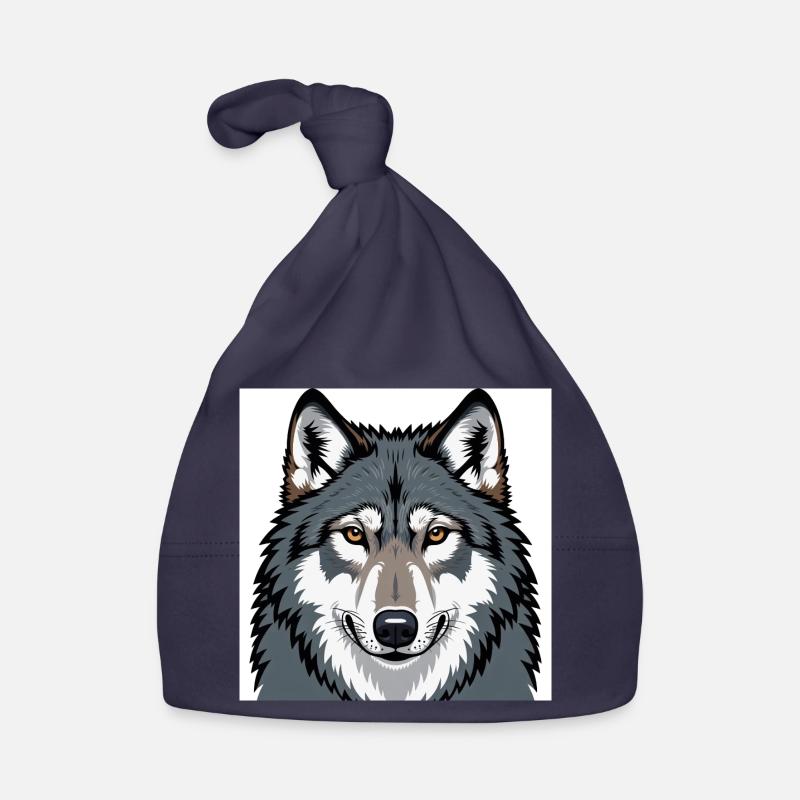 Wolf Illustrative Portrait Organic Baby Cap