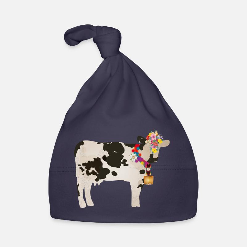 vache décorée avec cloche et décorations florales Bonnet bio Bébé
