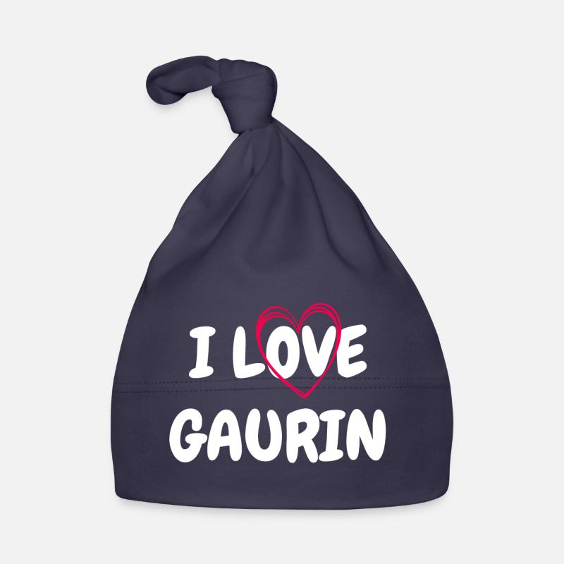 I love Gaurin dos - Bonnet bio Bébé - marine