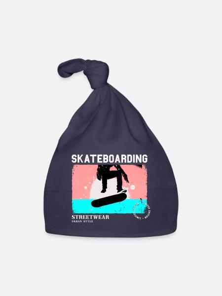 Skateboarding Skate Skater Skateboard Sk8 Vintage - Baby Bio-Mütze - Navy - Vorne