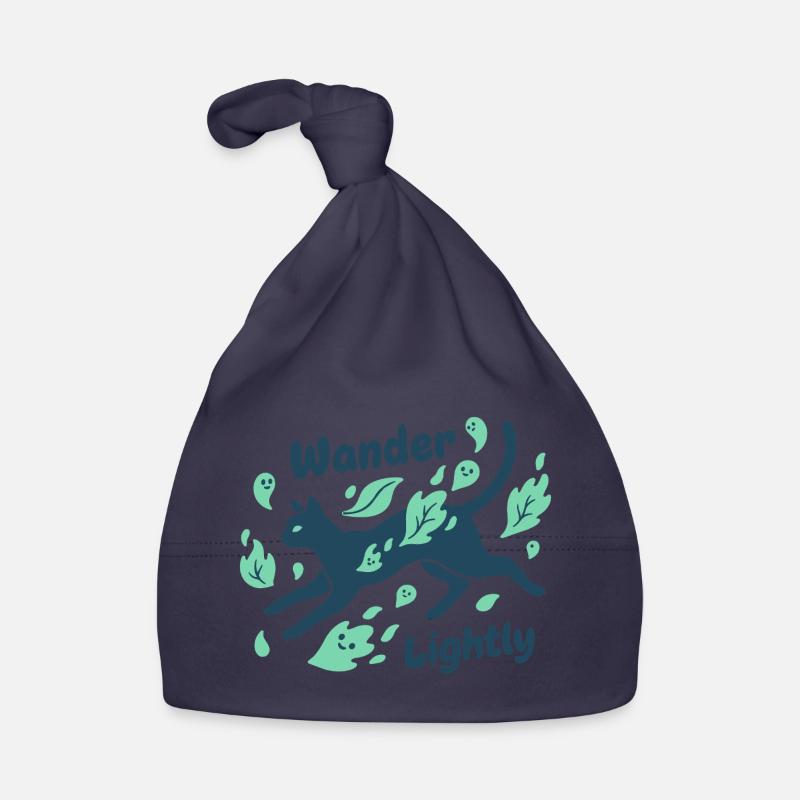 Chemin de chat à travers la mer de feuilles Bonnet bio Bébé