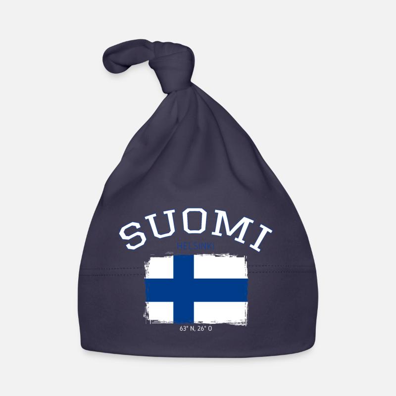 Drapeau de la Finlande avec référence à Helsinki Bonnet bio Bébé