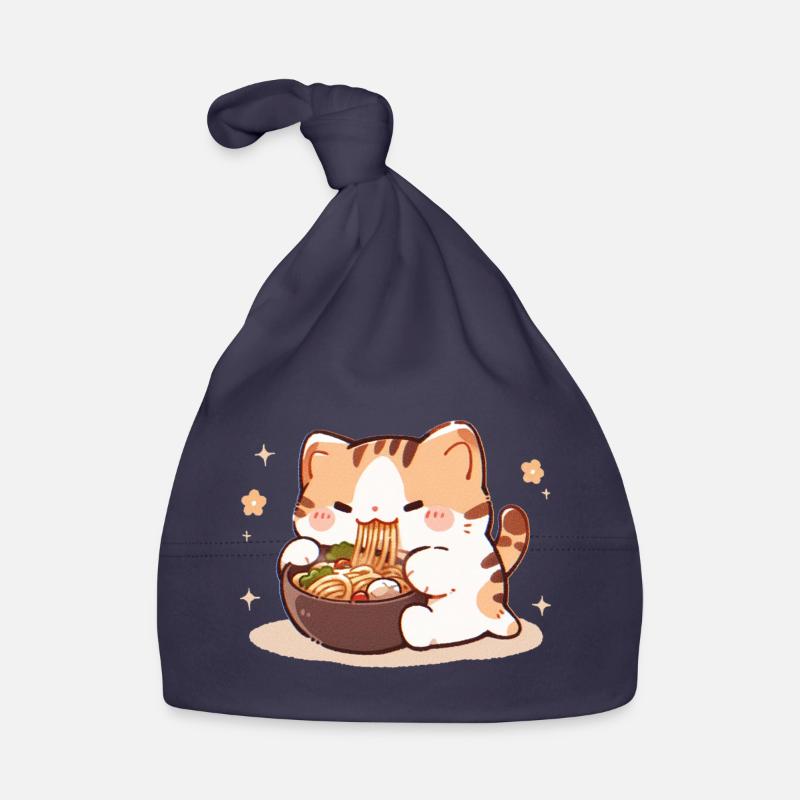 Mème de chat mangeant des spaghettis Bonnet bio Bébé