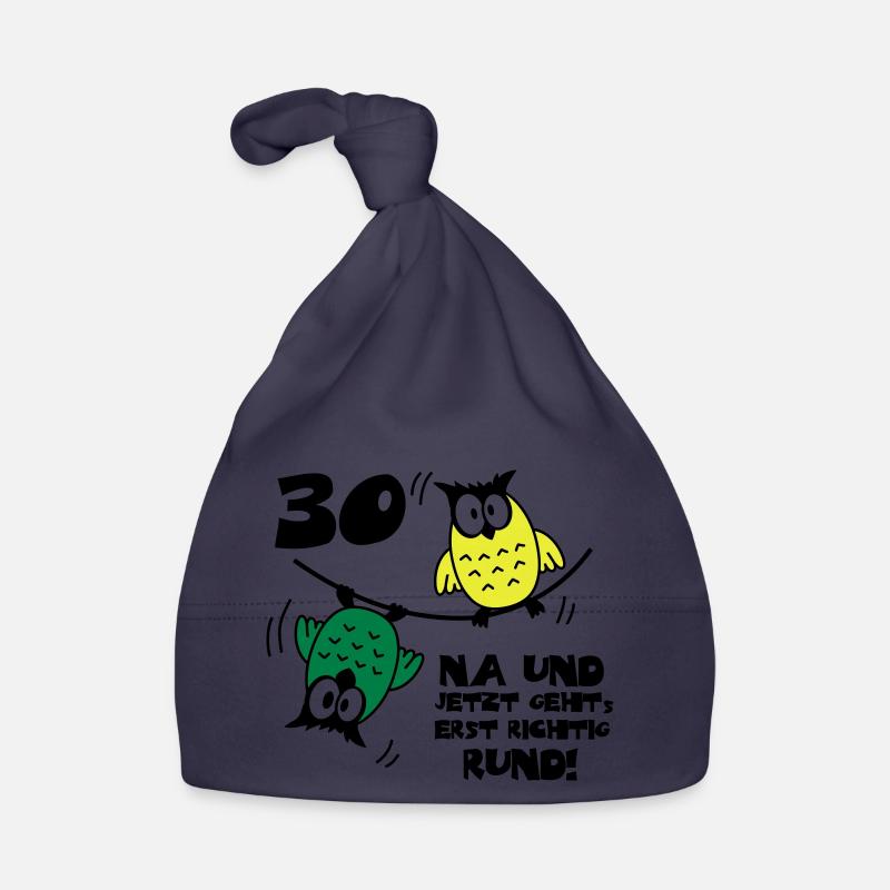 30 birthday, owls on the rope, round Organic Baby Cap