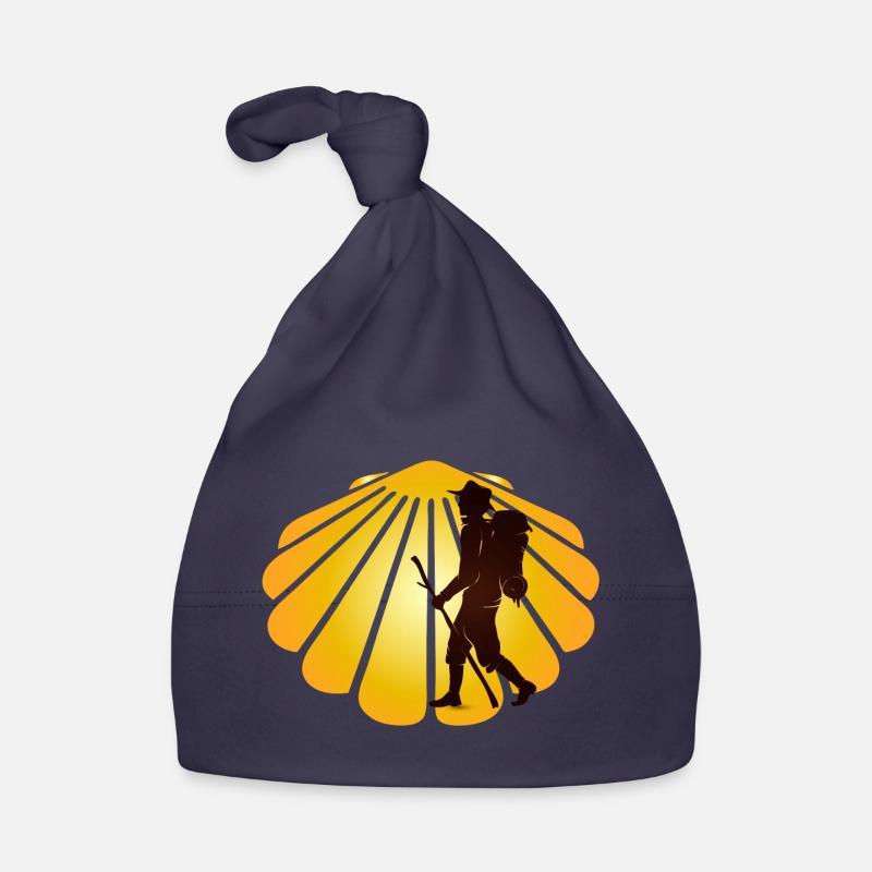 A pilgrim on a pilgrimage path with scallops Organic Baby Cap
