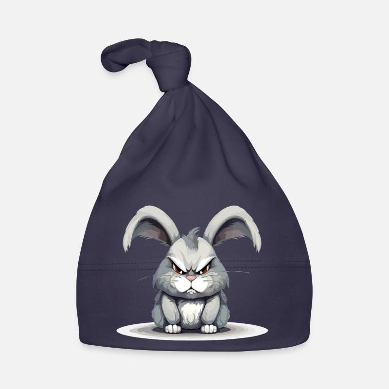 Zaar le lapin en colère - Bonnet bio Bébé - marine
