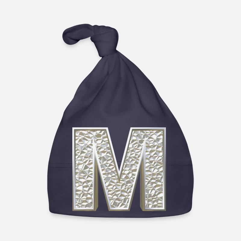 M, letter, letter M, initial, initial M, monogram, - Baby Bio-Mütze - Navy