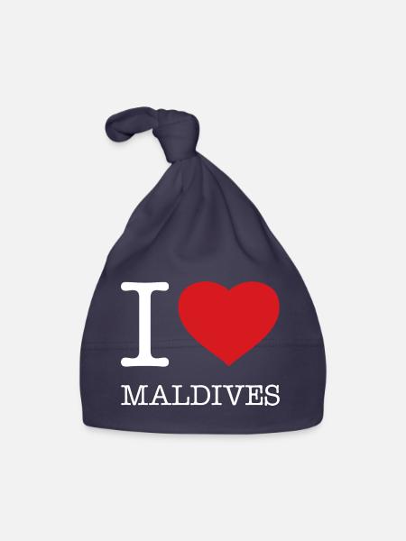 I LOVE MALDIVES Malediven - Baby Bio-Mütze - Navy - Vorne