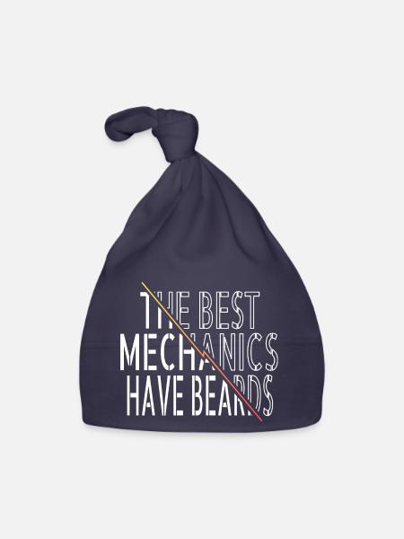 baseballgifts mechanics baseballhoodie - Baby Bio-Mütze - Navy - Vorne