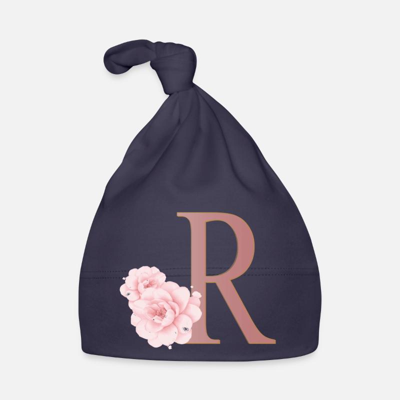 Buchstabe R mit Blumen Baby Bio-Mütze