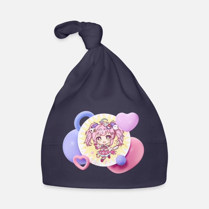Pastell-Chibi mit Herzchen Baby Bio-Mütze