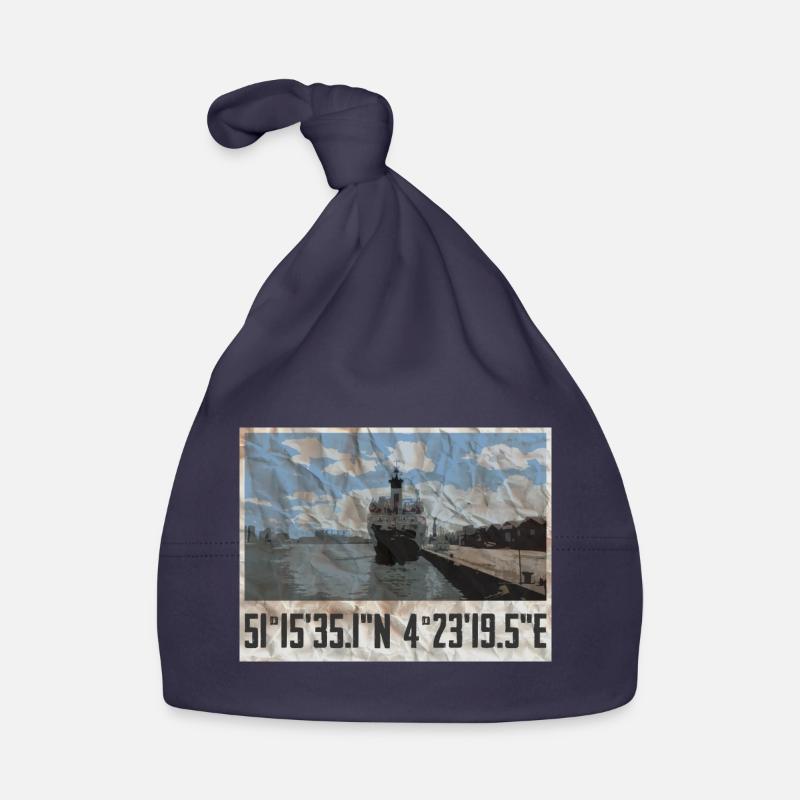 Antwerp port design with geocoordinates Organic Baby Cap