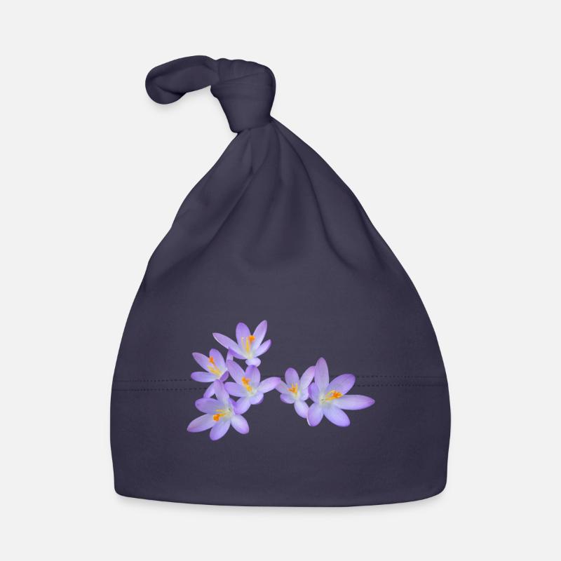 Fleurs de printemps violettes (crocus) Bonnet bio Bébé
