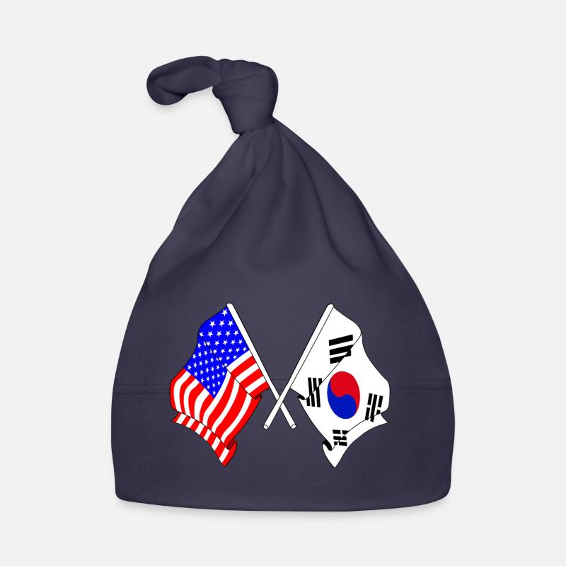 Drapeau des États-Unis et drapeau de la Corée du Sud Bonnet bio Bébé