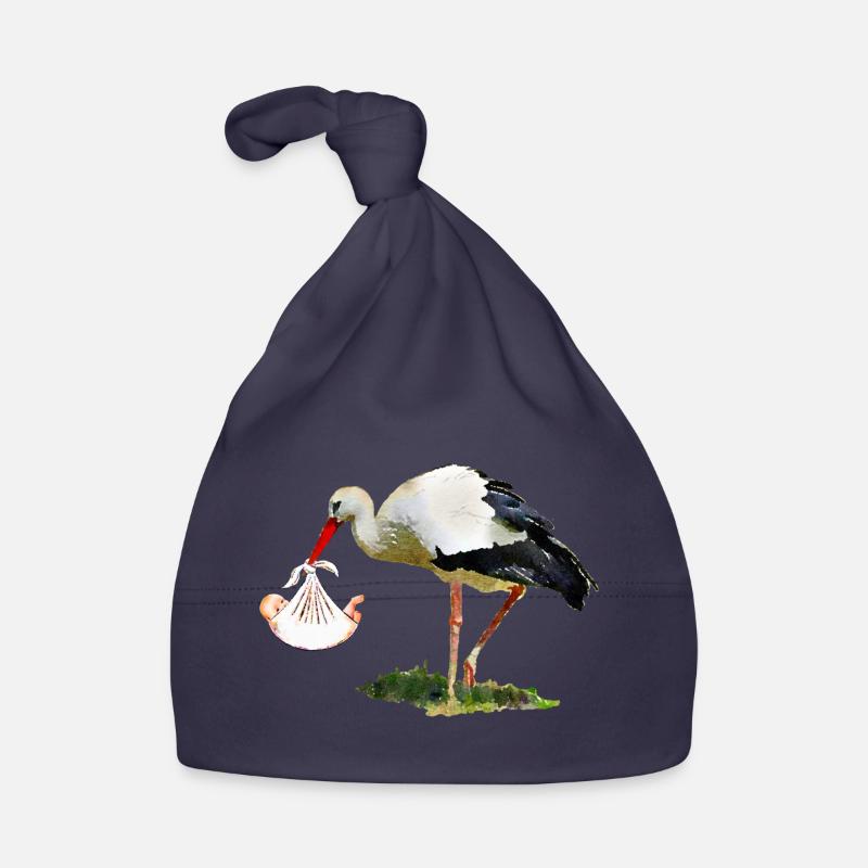 Cigogne avec bébé dans une écharpe Bonnet bio Bébé