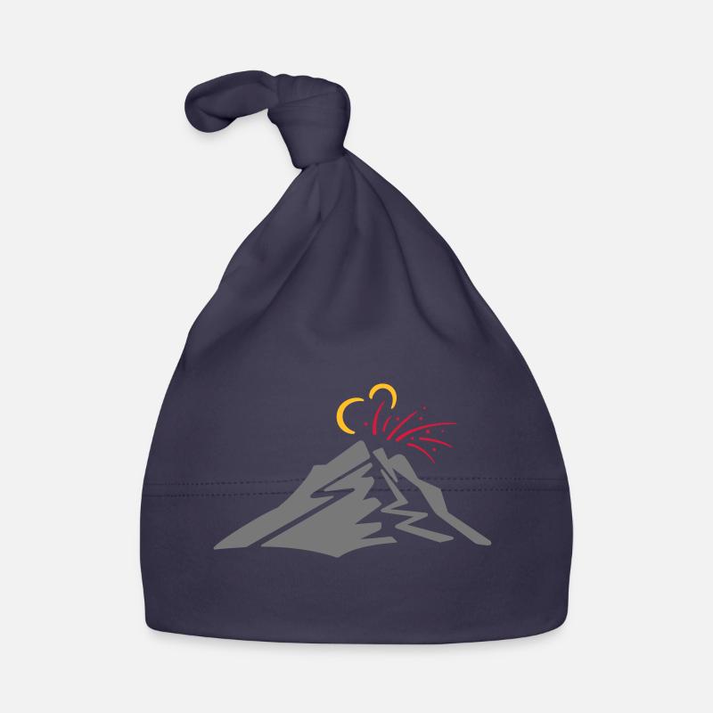 Volcano - vector line drawing, gift Organic Baby Cap