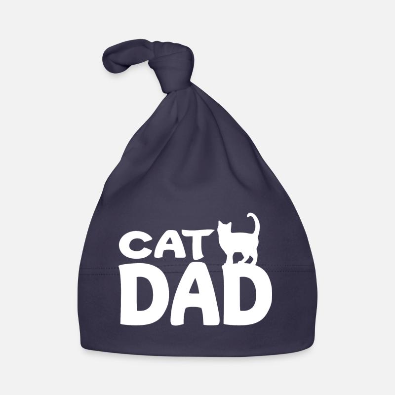 Daddy Cat Silhouette White Baby Bio-Mütze