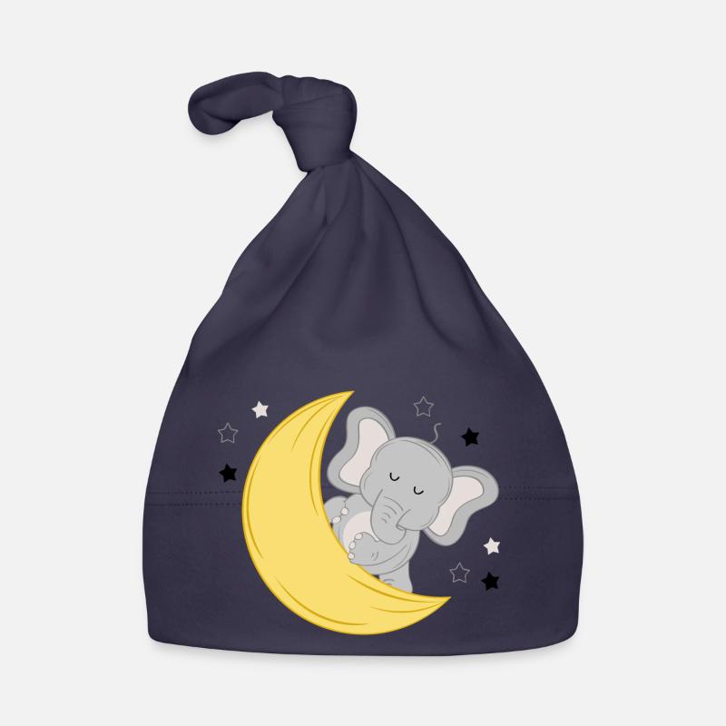Doux éléphant avec lune et étoiles Bonnet bio Bébé
