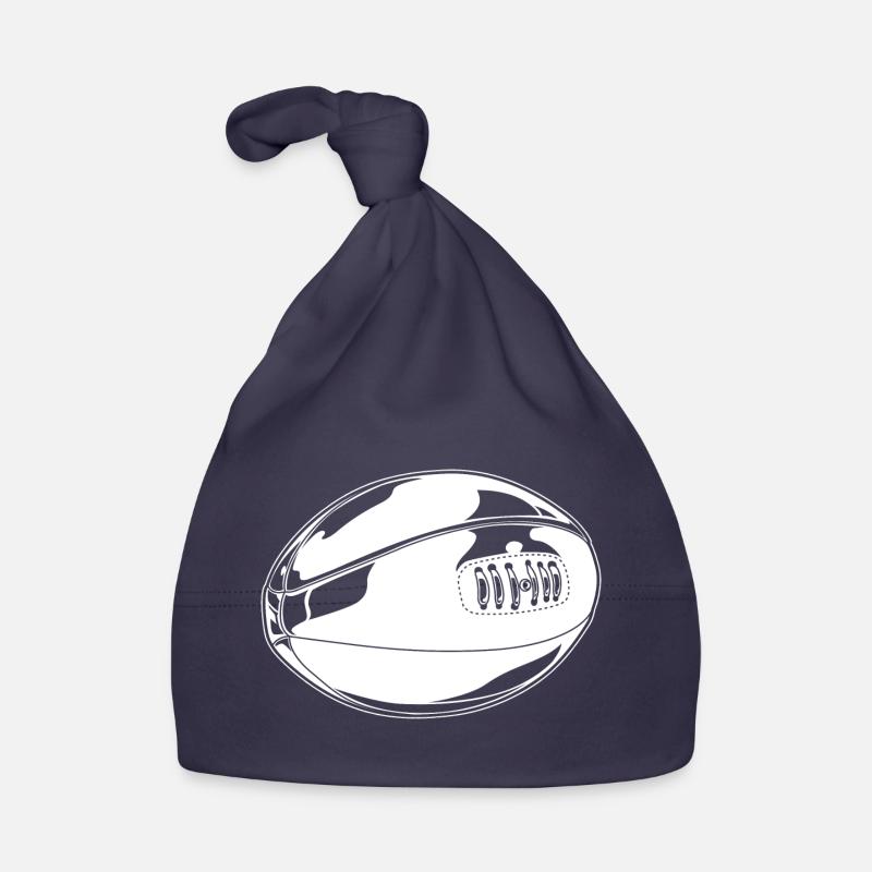 Dessin de ballon de rugby - Bonnet bio Bébé - marine