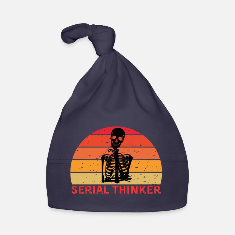 Serial Thinker Skeleton Thinking Retro Sunset Organic Baby Cap