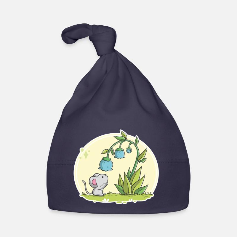 Cute mouse looking into a flower Organic Baby Cap