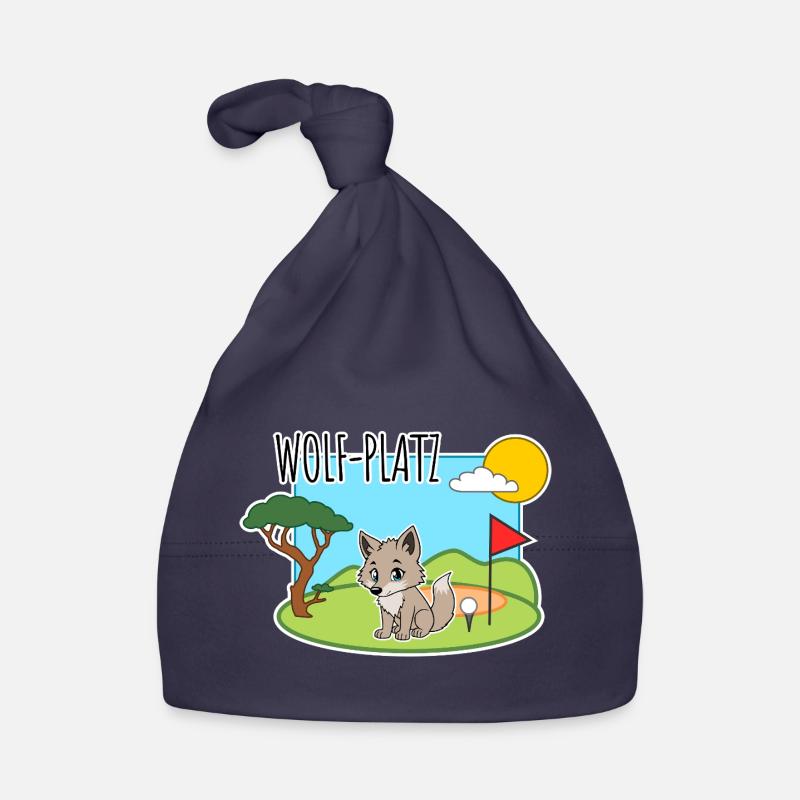 Wolf-Platz - Ein Wolf auf dem Golfplatz Baby Bio-Mütze