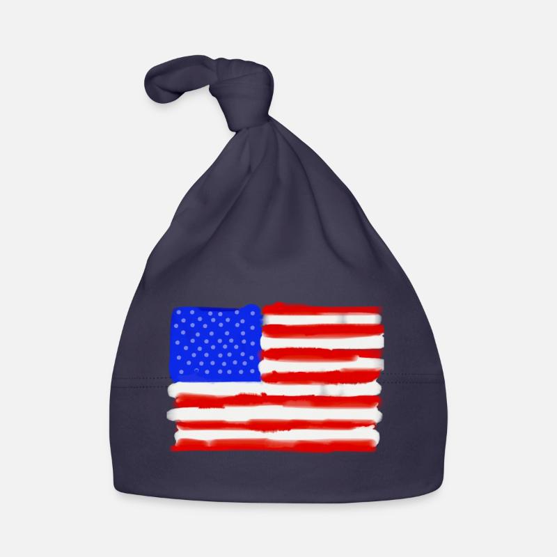 Painted American Flag Organic Baby Cap