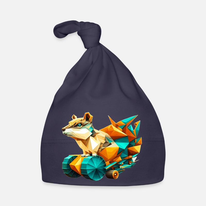 3D kit chipmunk with wheels as polygon Organic Baby Cap