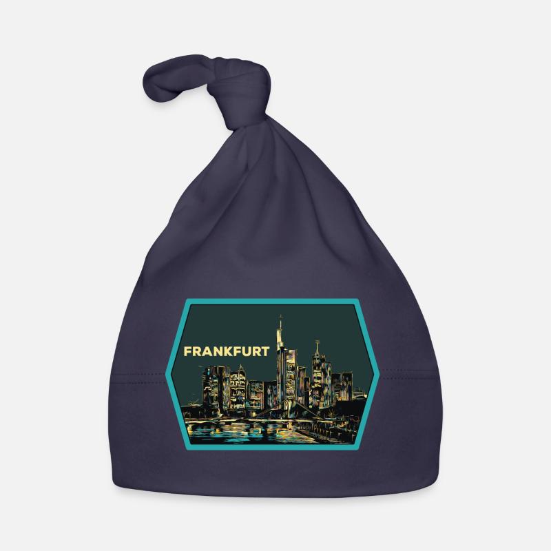 illustration, panoramic view Frankfurt at night Organic Baby Cap