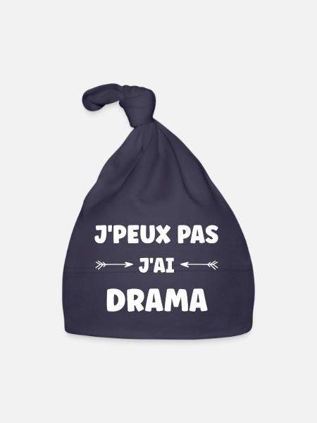 Je peux pas j'ai drama - Bonnet bio Bébé - marine - Devant