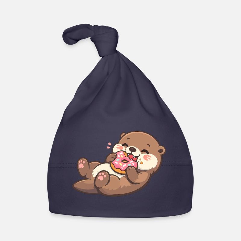 Cuddly bear with donut enjoyment Organic Baby Cap