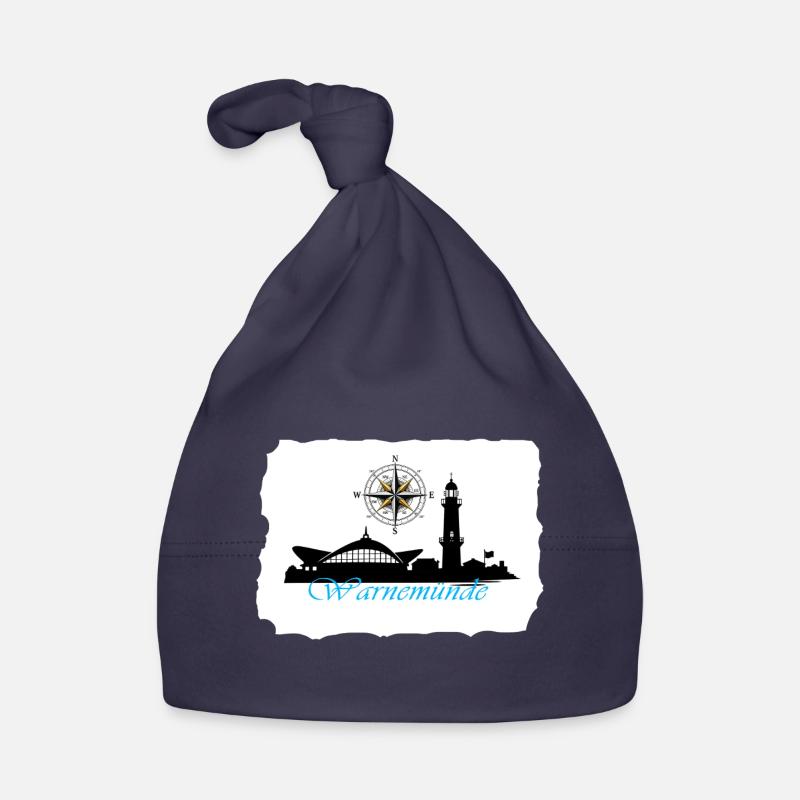 Warnemünde Compass & Lighthouse Silhouette Organic Baby Cap