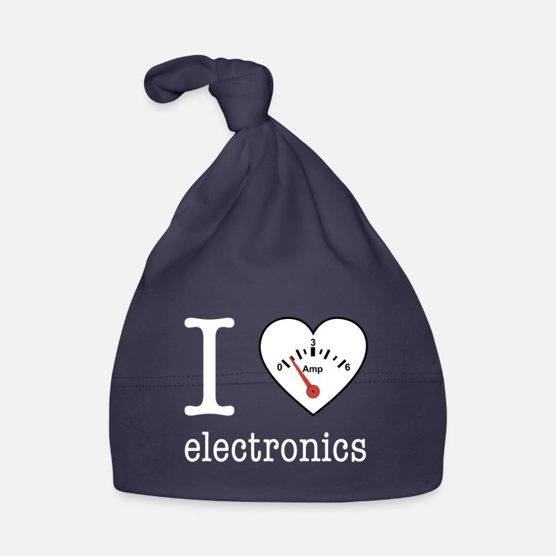I love Electronics - électronique / idée cadeau - Bonnet bio Bébé - marine