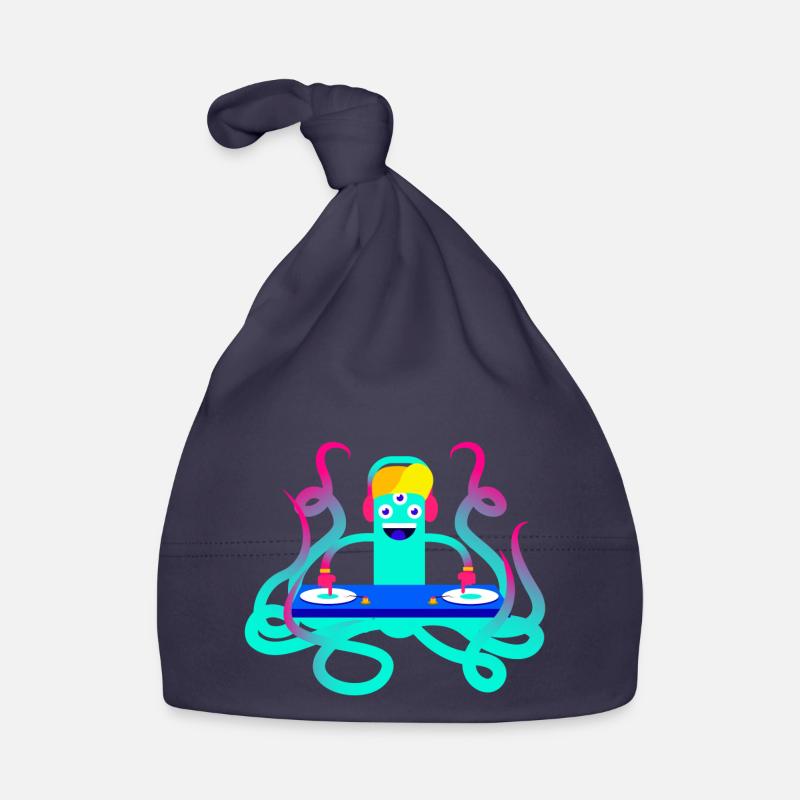 DJ OCTOPUS Funny Comic Shirt cadeau - Bonnet bio Bébé - marine