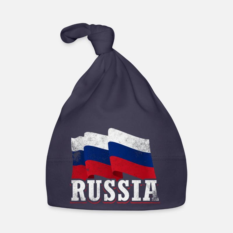 Drapeau de la Russie - Bonnet bio Bébé - marine