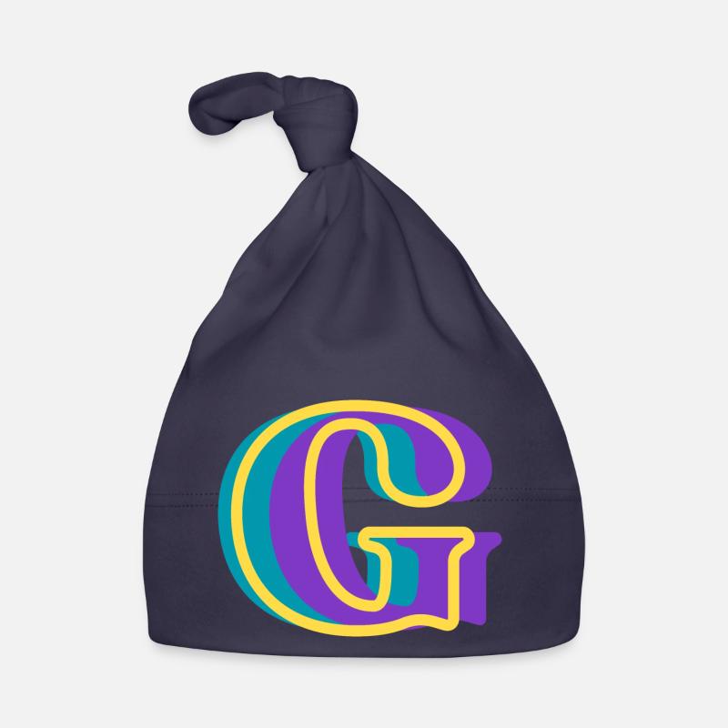Mehrfarbiger Buchstabe g – originelle Geschenkidee Baby Bio-Mütze