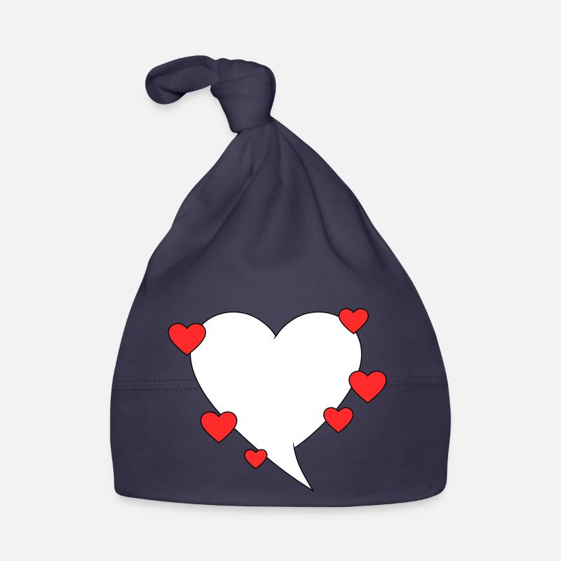 Bulle de dialogue avec des cœurs - Bonnet bio Bébé - marine