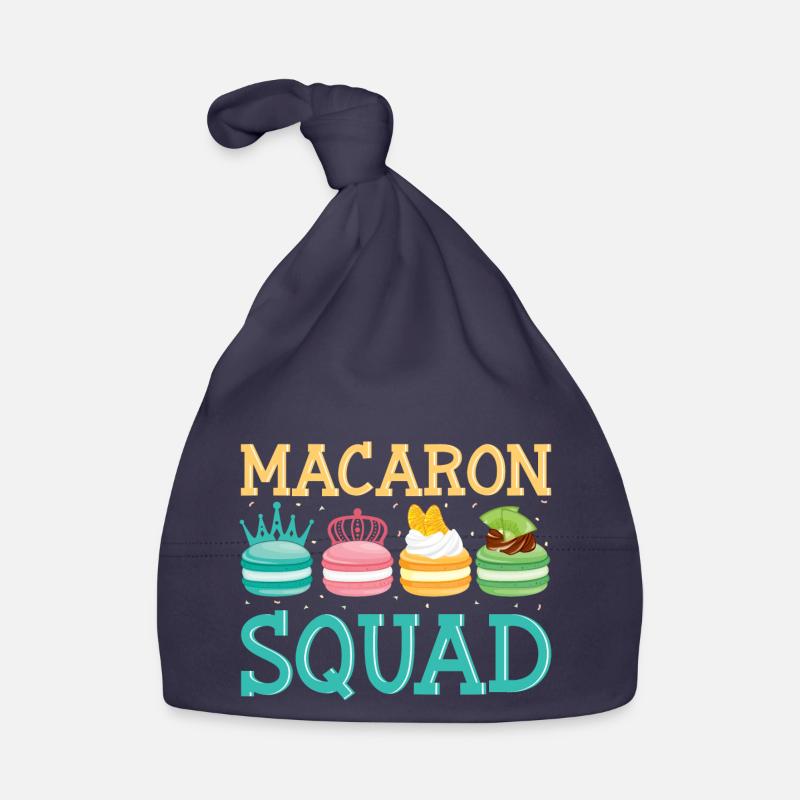 Macaron Squad Drôle de nourriture de dessert au macaron Bonnet bio Bébé