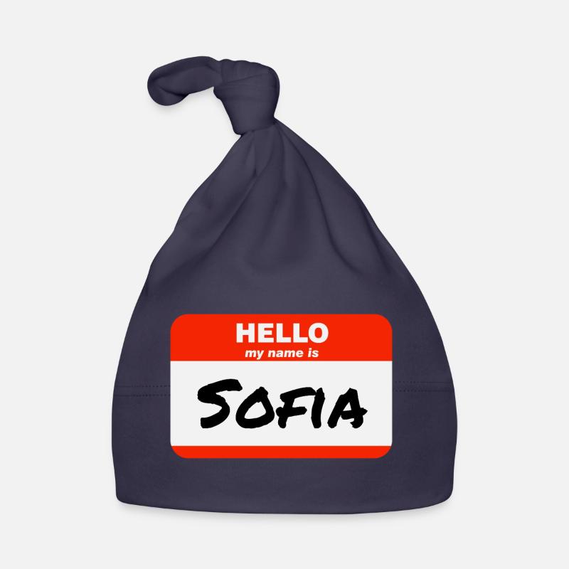 Hello My Name Is Sofia Label Name Tag Organic Baby Cap