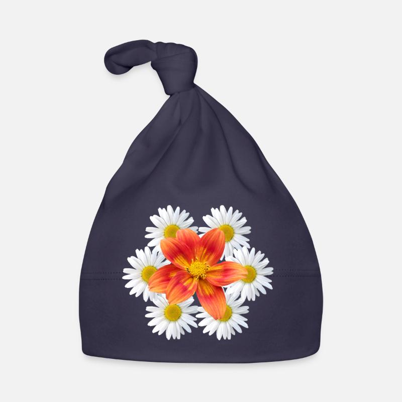 Margeriten mit oranger Blüte Gänseblümchen Blume Baby Bio-Mütze