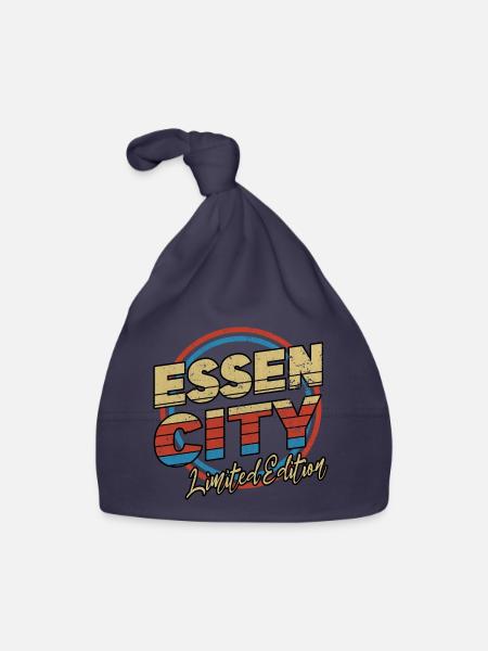 Essen Germany City Font 80s Style - Organic Baby Cap - navy - Front