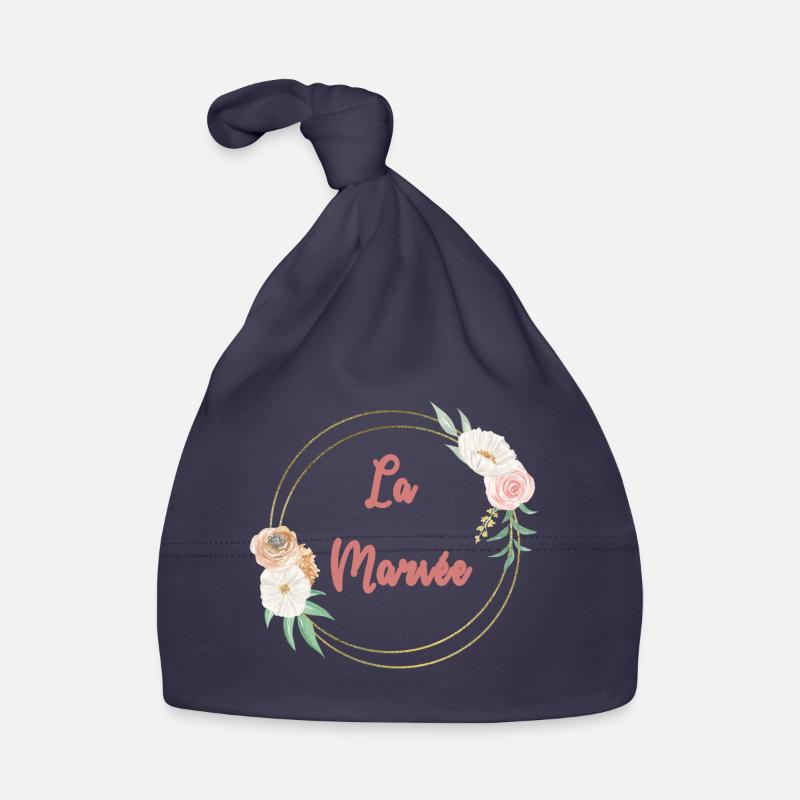 La Mariée - frame or et fleurs - Bonnet bio Bébé - marine
