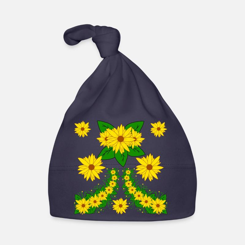 Sunflower Blossom Floral Sunflower Pattern Organic Baby Cap
