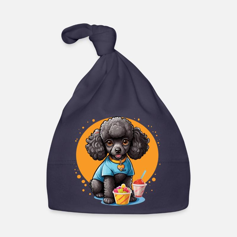 Black poodle at dessert Organic Baby Cap