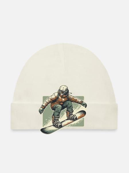 Snowboarder - Baby Bio-Mütze - Navy - Vorne