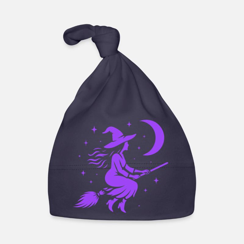 Witch Flying Moon Witchcore Motif Organic Baby Cap