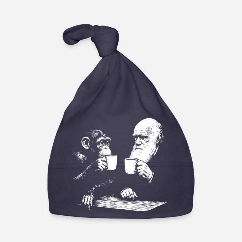 Darwin und der Affe trinken Kaffee Baby Bio-Mütze