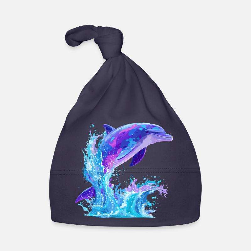 Colored Dolphin Splash Organic Baby Cap