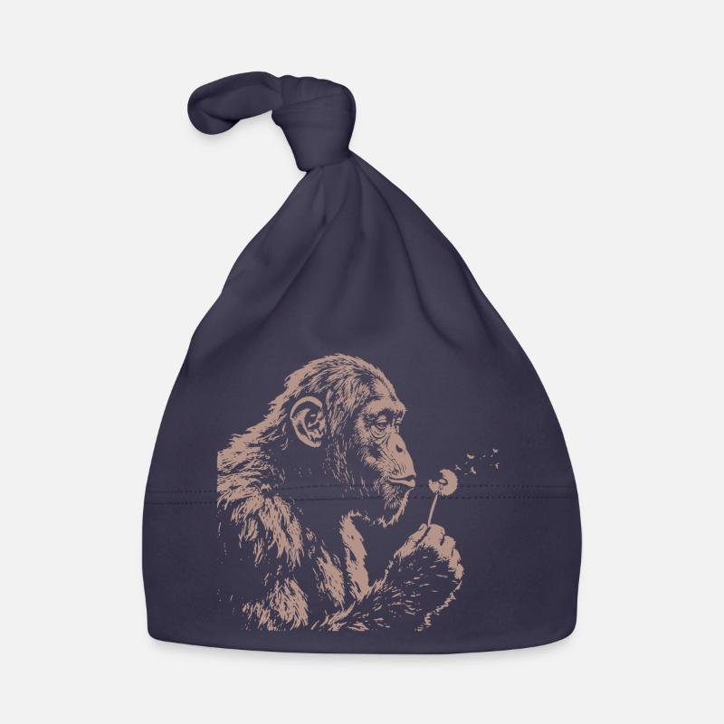  Chimpanzee Blowing Dandelion Art Monkey Nature Baby Bio-Mütze