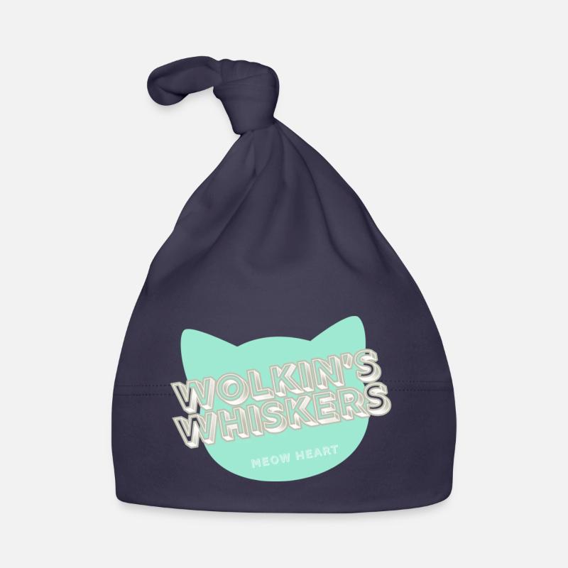 Wolkin’s Whiskers - Un logo de chat - Bonnet bio Bébé - marine